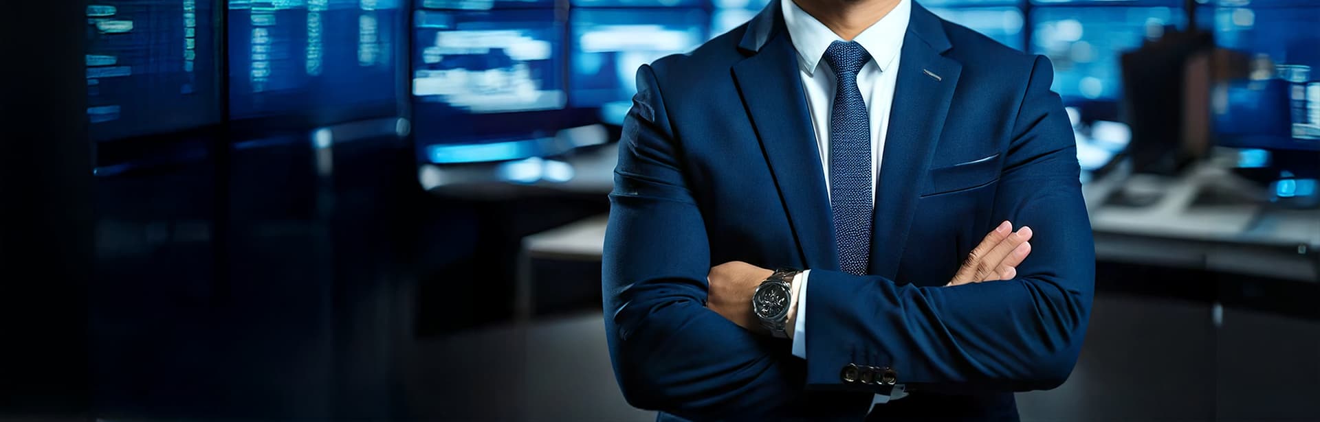 남성이 팔짱을 끼고 있는 모습